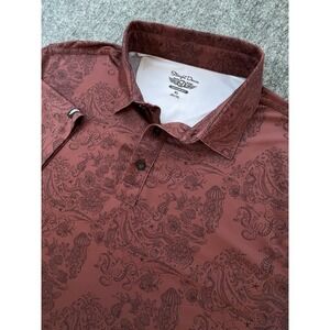 Straight Down‎ Polo Men XL Brown All Over Print Seals  Performance Golf New